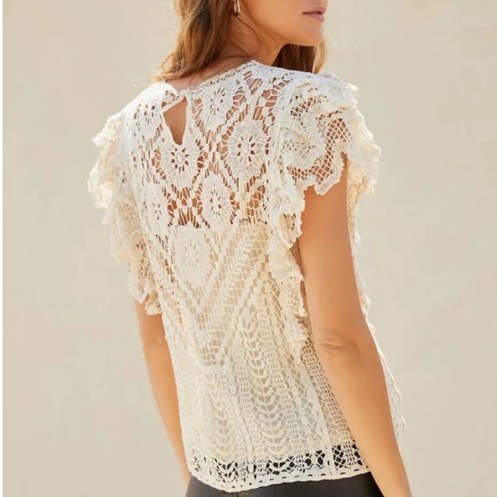 Anthropologie Cream Crochet Lace Blouse - Picture 2 of 7